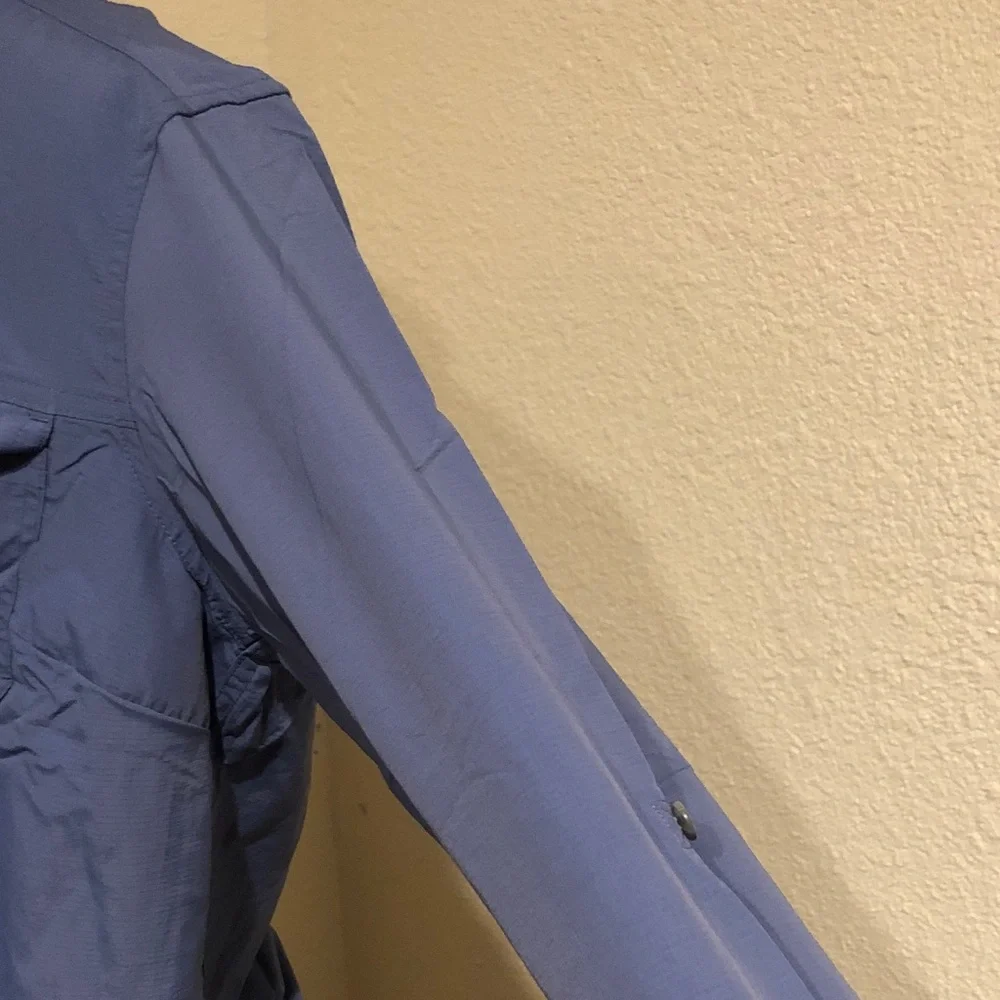 Eddie Bauer Mountain Ripstop Blue Button-Down Utility Shirt - Picture 9 of 16